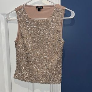 Sequin tan/pinkish express tank top. NEVER WORN.